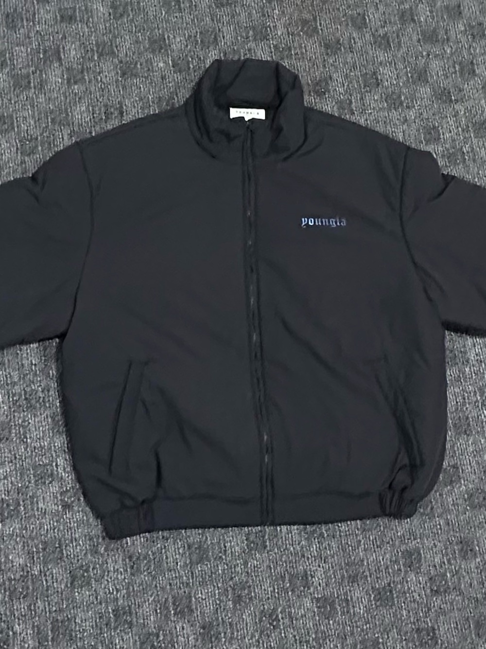 YoungLA Black Puffer-Style Zip Jacket